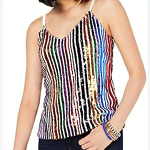 INC International Concepts Petite Sunray Rainbow Sequin Camisole, PET/PET